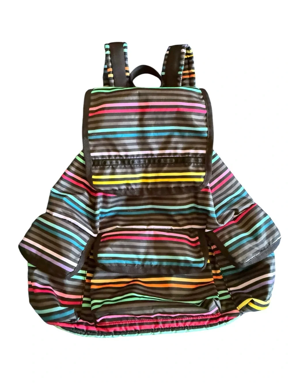 LeSportsac Voyager Backpack. Multicolor rainbow stripes